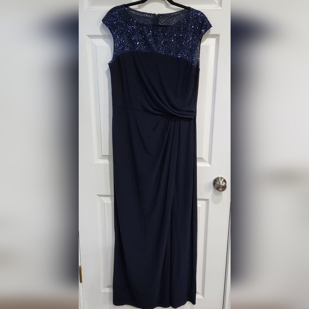 Chaps women's navy blue sequins formal dress size 16